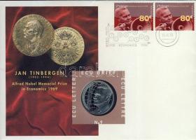 Hollandia 1995. 1Ecu "Nobel-díj" érmés, bélyeges borítékon T:1