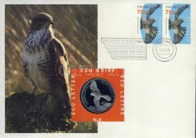 Hollandia 1995. 1Ecu "Ragadozó madarak" érmés, bélyeges borítékon T:1