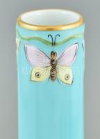 Herend kézzel festett szecessziós porcelán váza domborműves tavirózsákkal és pillangókkal. Jelzett: ...