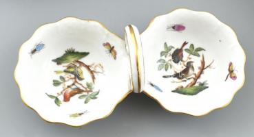 Herendi Rothschild mintás étkészlet. Jelzett. Kopott, apró sérülésekkel. Kézzel festett porcelán. 12...