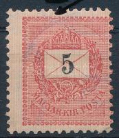 1889 5kr lemezhibával / plate flaw