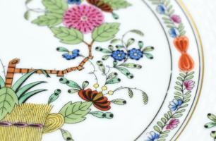 Herendi Fleur des indes vertes mintás süteményes tányér. Kézzel festett, hibátlan. jelzett. 6 db