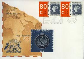 Hollandia 1995. 1Ecu "Mauritius" érmés, bélyeges borítékon T:1
