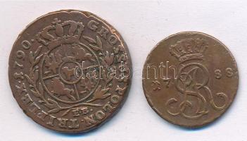 Lengyel Királyság 1788EB 1gr Cu + 1790EB 3gr Cu "II. Szaniszló Ágost" T:2- 
Poland 1788EB...