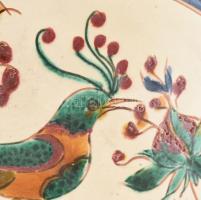 Szabó Kinga (1938-) Fácános dísztál. Kézzel festett mázas kerámia. Jelzett, hibátlan d: 30 cm