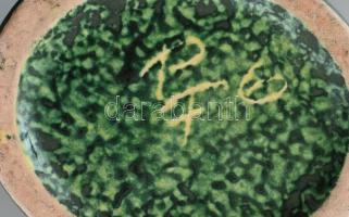 Péter Ferenc: Tűz motívumos kerámia padlóváza. Kézzel festett, mázas kerámia, jelzett, hibátlan. 37 ...