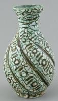 Gorka Iparművészeti Vállalat hólyagos zöld váza. Jelzett, hibátlan. 17 cm