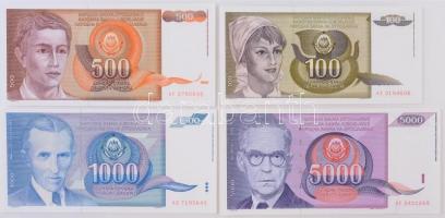 Jugoszlávia 1991. 100D + 500D + 1000D + 5000D T:I / Yugoslavia 1991. 100 Dinara + 500 Dinara + 1000 Dinara + 5000 Dinara C:UNC