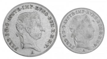 Ausztria 1846A 10kr Ag "V. Ferdinánd" (3,89g) + 1847A 5kr Ag "V. Ferdinánd" (2,2...