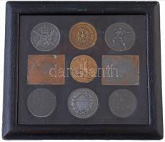 1914-1917. I. világháborús osztrák-magyar és német emlékérem összeállítás korabeli üvegezett keretbe...