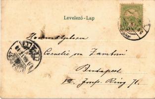 1903 Eger, Széchenyi utca, posta. Szecessziós litho magyar zászlóval, Art Nouveau