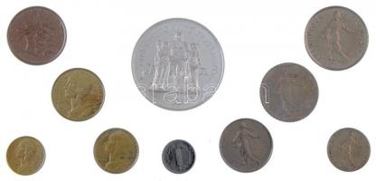 Franciaország 1979. 1c - 5Fr (10xklf) forgalmi sor, eredeti dísztokban T:1 / France 1979. 1 Centimes - 5 Francs (10xdiff) coin set in original display case C:UNC Krause SS16