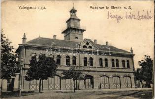 1907 Bród, Nagyrév, Slavonski Brod, Brod na Savi; Vatrogasna staja / tűzoltóság / fire station