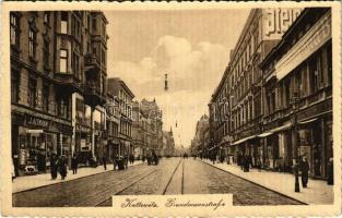 Katowice, Kattowitz; Grundmannstrasse, J. Altmann, M. Pagel, G. Siwinna, Wilhelm Wolff / street with shops