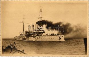 SMS Kaiser Karl VI az Osztrák-Magyar Haditengerészet páncélos cirkálója Polában / K.u.K. Kriegsmarine Panzerkreuzer. Fischer's Papierhandlung Nr. 523. / Austro-Hungarian Navy, SMS Kaiser Karl VI armored cruiser