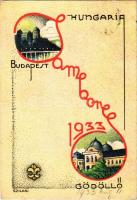 1933 Budapest-Gödöllő, Cserkész Jamboree. Kiadja a Magyar Cserkészszövetség / Hungarian scout jamboree art postcard. s: Szilasi