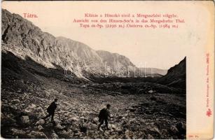 Tátra, Magas-Tátra, Vysoké Tatry; Kilátás a Hinczkó tóról a Menguszfalvi völgybe. Feitzinger Ede 1902-12. 280. Ps. / Aussicht von den Hinzen-See'n in das Mengsdorfer Thal / Hincovo pleso, Mengusovská dolina (EK)