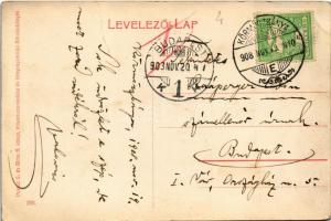 1903 Körmöcbánya, Kremnitz, Kremnica; Zólyomvölgy, Vadászkürt szálloda, juhnyáj terelés. Paxner J. é...