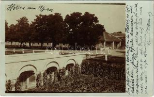 1903 Holics, Holic; szőlőskert és borospince, híd / vineyards and wine cellar, bridge. photo (szakadás / tear)