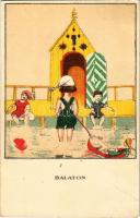Balaton. Egy jó kislány viselt dolgai I. sorozat 2. szám / Hungarian art postcard s: Kozma Lajos