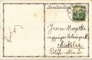 Boldog Újévet! Rigler József Ede kiadása (R. J. E.) / Hungarian New Year greeting art postcard. s: F...