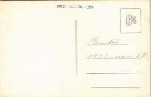 1938 Léva, Levice; bevonulás, katonák virággal díszített kocsikban / entry of the Hungarian troops, ...