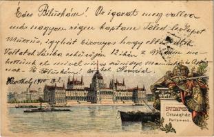 1900 (Vorläufer) Budapest V. Ezredéves Országos Kiállítás, Országház, Parlament. 2 Kr. barna Ga. s: Morelli