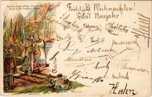 1896 (Vorläufer) Ferenc József király koronázása. Ezredéves Kiállítás / Coronation ceremony of Franz Joseph. barna 2 Kr Ga. litho s: Cserna K.