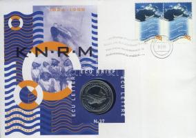 Hollandia 1999. 1Ecu "175 éves a KNRM (Holland Királyi Vizimentő Szolgálat)" érmés, bélyeges borítékon T:1