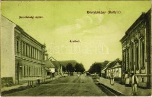 1912 Buttyin, Körösbökény, Bucin, Buteni; Aradi út, Járásbírósági épület. Sferdian & Misca kiadása / street, county court