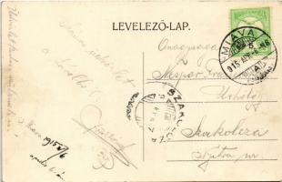 1915 Miava, Myjava; Okresny sud, Ev. kostol, R. kat. skola, R. kat. kostol, Ev. fara, Obecny dom, St...