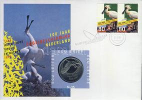 Hollandia 1999. 1Ecu "100 éves a holland madárvédelem" érmés, bélyeges borítékon T:1