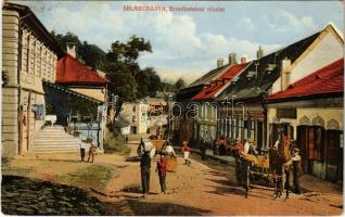 1917 Selmecbánya, Schemnitz, Banská Stiavnica; Erzsébet utca, lovaskocsi, szálloda, üzlet. Joerges / street, hotel, shop, horse cart