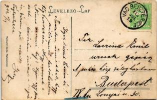 1912 Vágbeszterce, Povazská Bystrica; Vág völgye, Fő tér, templom és szobor. Waldapfel Gyula kiadása...