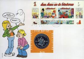 Hollandia 1998. 1Ecu "Jack, Jacky és a gyerekek" érmés, bélyeges borítékon T:1