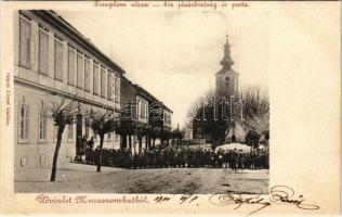 1901 Muraszombat, Murska Sobota; Templom utca, kir. járásbíróság és posta. Czipott József kiadása / street, church, county court, post office