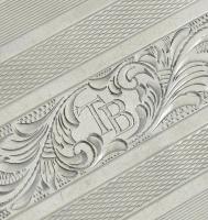 Ezüst (Ag) cigarettatárca, vésett díszítéssel és TB monogrammal. Jelzett. Jó állapotú. nettó: 118,3 ...