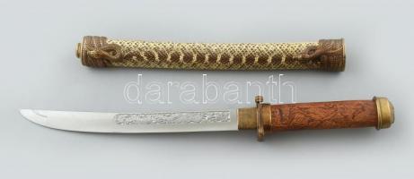 Katana, japán díszkard kígyós, sárkányos díszítéssel. 45 cm