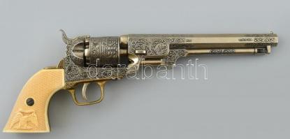 Régi spanyol, colt pisztoly, gazdagon díszített gyűjtői replika. 37 cm