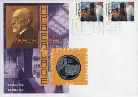 Hollandia 1999. 1Ecu "Berlage Beurs-a" érmés, bélyeges borítékon T:1
