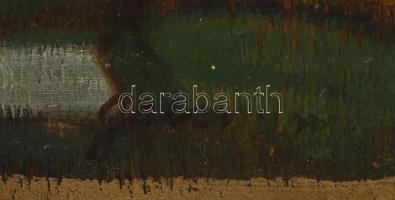 Gábor Móric (1889-1987): Patrona Hungariae. Olaj, falemez, jelezve jobbra lent. Dekoratív fa keretbe...