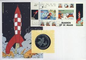 Hollandia 1999. 1Ecu "Tintin" érmés, bélyeges borítékon T:1