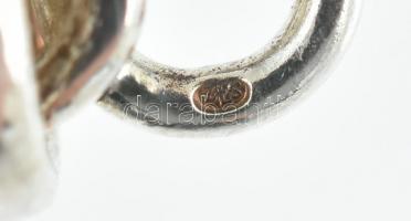 Ezüst (Ag) Férfi nyaklánc és karkötő kaucsukkal. Jelzett. Jó állapotú. bruttó: 255 g, h: 25 és 59 cm