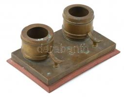 Bronz asztali tintatartó, üvegbetét nélkül, 17×11×7,5 cm