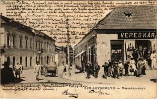 1905 Szilágysomlyó, Simleu Silvaniei; Városház utca, Városi szálloda, férfi szabó, Veres Károly üzlete és saját kiadása / street, shop, tailor, hotel