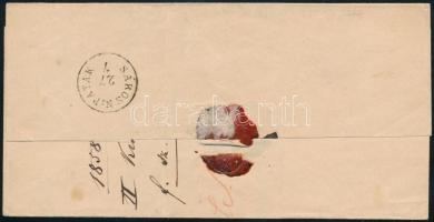 1858 3kr MP type III with nice margins (folded), with plate flaw, on domestic cover "TOKAY"...