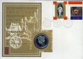 Hollandia 1998. 1Ecu "Aranyhintó" érmés, bélyeges borítékon T:1