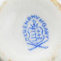 Herendi virágos mini váza, kézzel festett, jelzett, minimális kopással, m: 6,5 cm