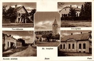 Rum, vasútállomás, Posta, Rozmán üzletház, Községháza