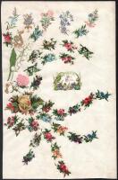 cca 1890 Litho matricák, préselt képek négy lapon, kb. 128 db